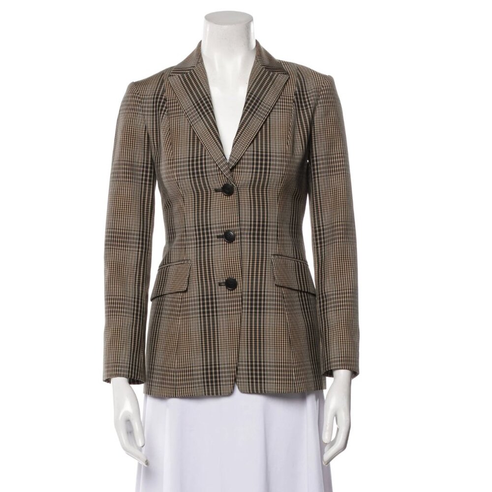Theory Plaid Print Blazer - Brown & Neutral